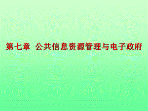 公共管理学课件第八章-公共信息资源管理与电子政府.ppt