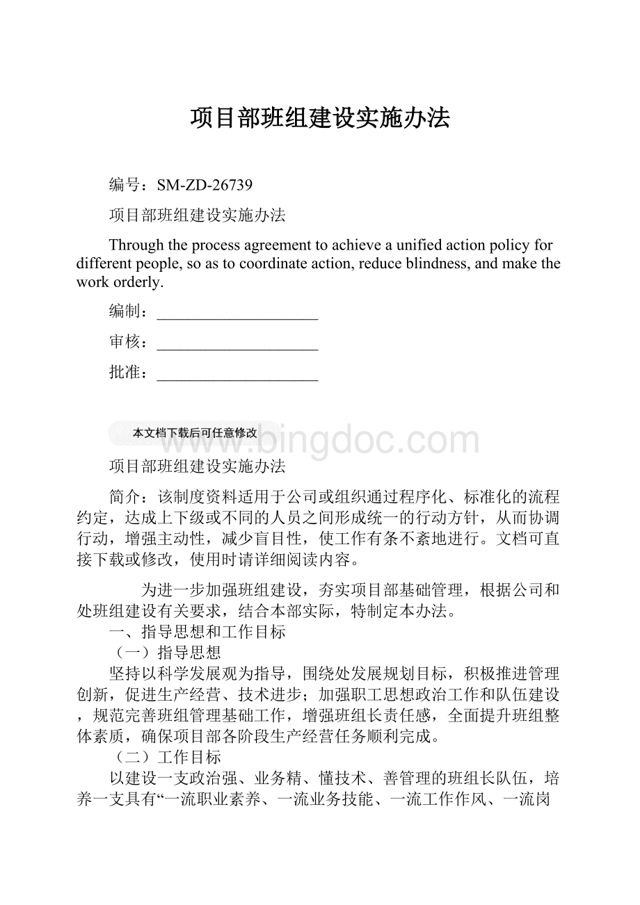 项目部班组建设实施办法Word格式文档下载.docx_第1页