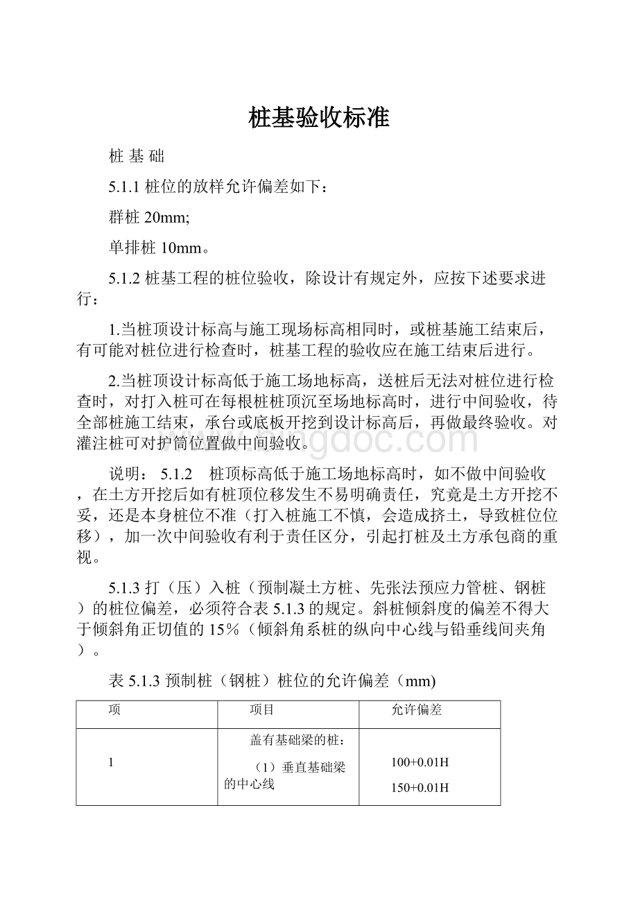 桩基验收标准Word文档格式.docx_第1页