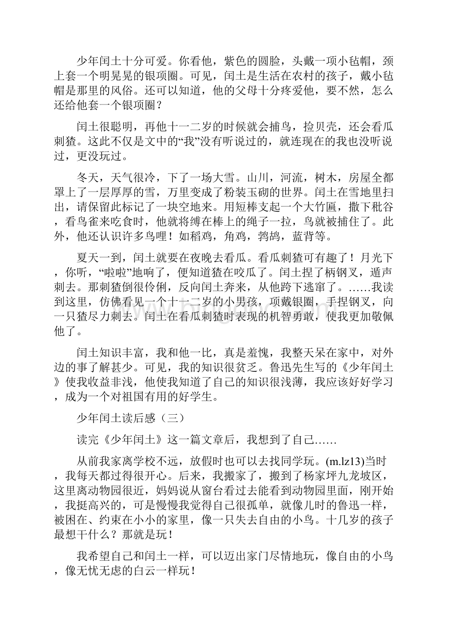 少年闰土读后感结尾少年闰土读后感Word文件下载.docx_第2页