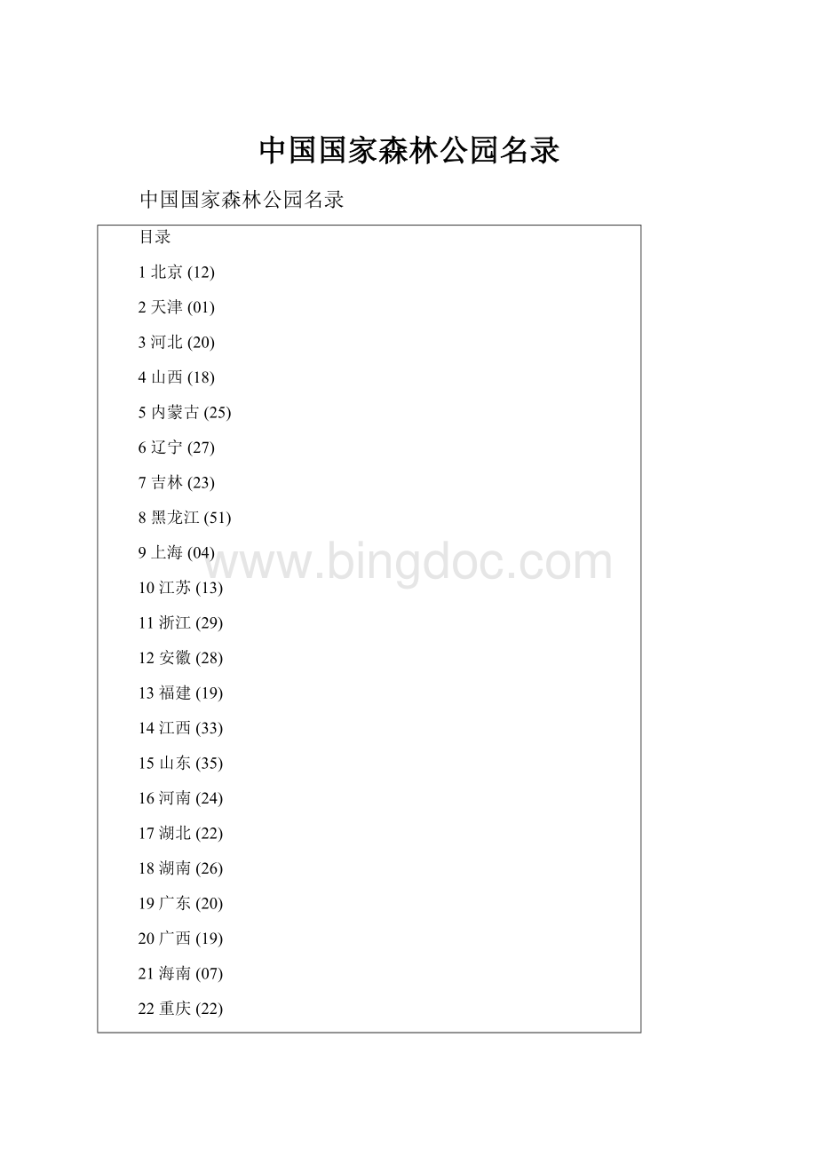 中国国家森林公园名录.docx_第1页