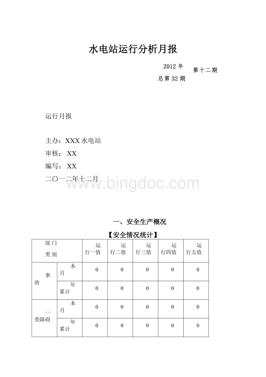 水电站运行分析月报Word格式.docx_第1页