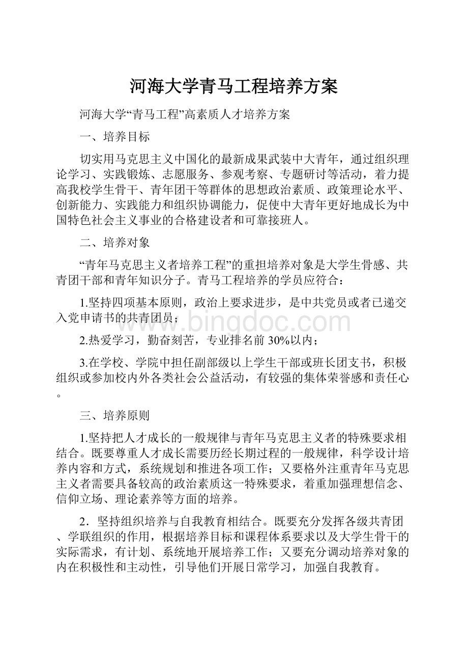 河海大学青马工程培养方案.docx