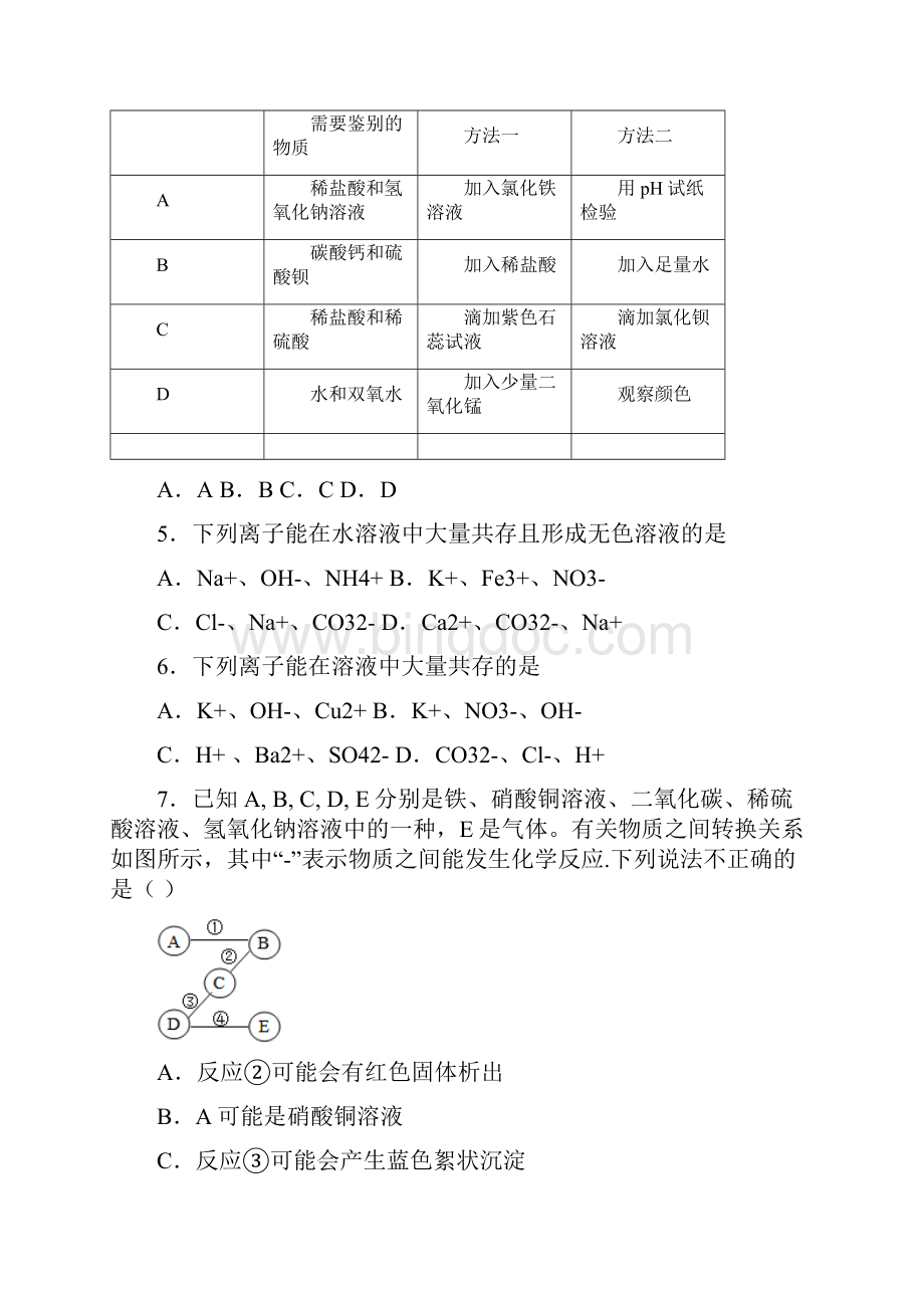 初三化学生活中常见的盐易错难单元测试题A卷含答案Word文档下载推荐.docx_第2页