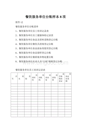 餐饮服务单位台账样本8项.docx