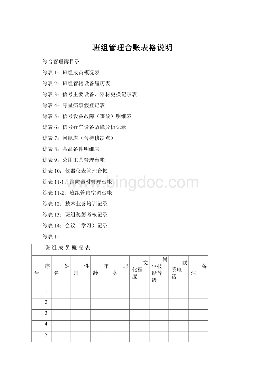 班组管理台账表格说明.docx_第1页