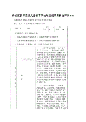 杨浦区教育系统义务教育学校年度绩效考核自评表docWord格式.docx