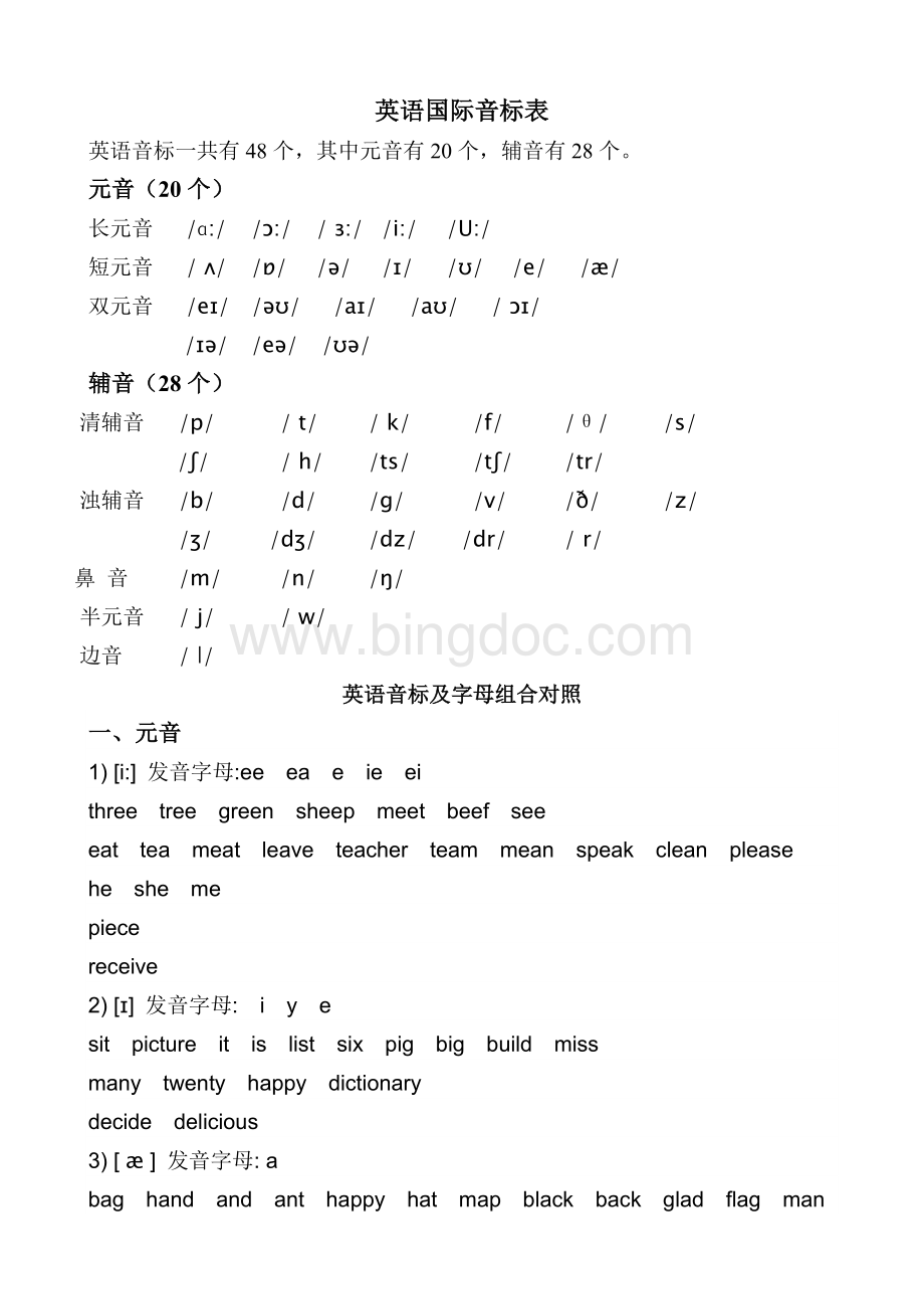 最新英语国际音标表.doc_第1页