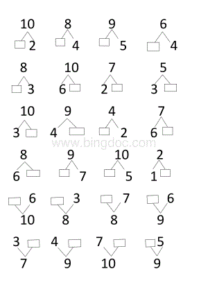10以内的组合分成练习Word下载.docx