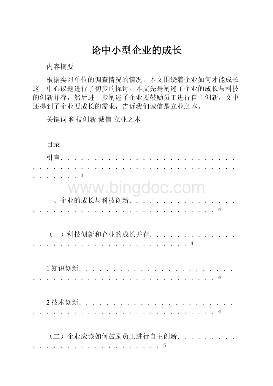 论中小型企业的成长Word文档下载推荐.docx