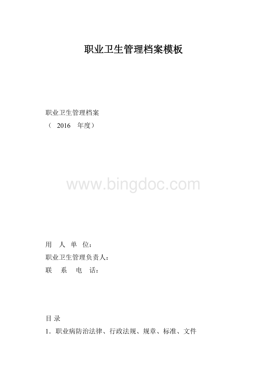 职业卫生管理档案模板Word格式文档下载.docx