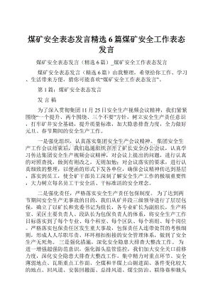 煤矿安全表态发言精选6篇煤矿安全工作表态发言Word格式.docx