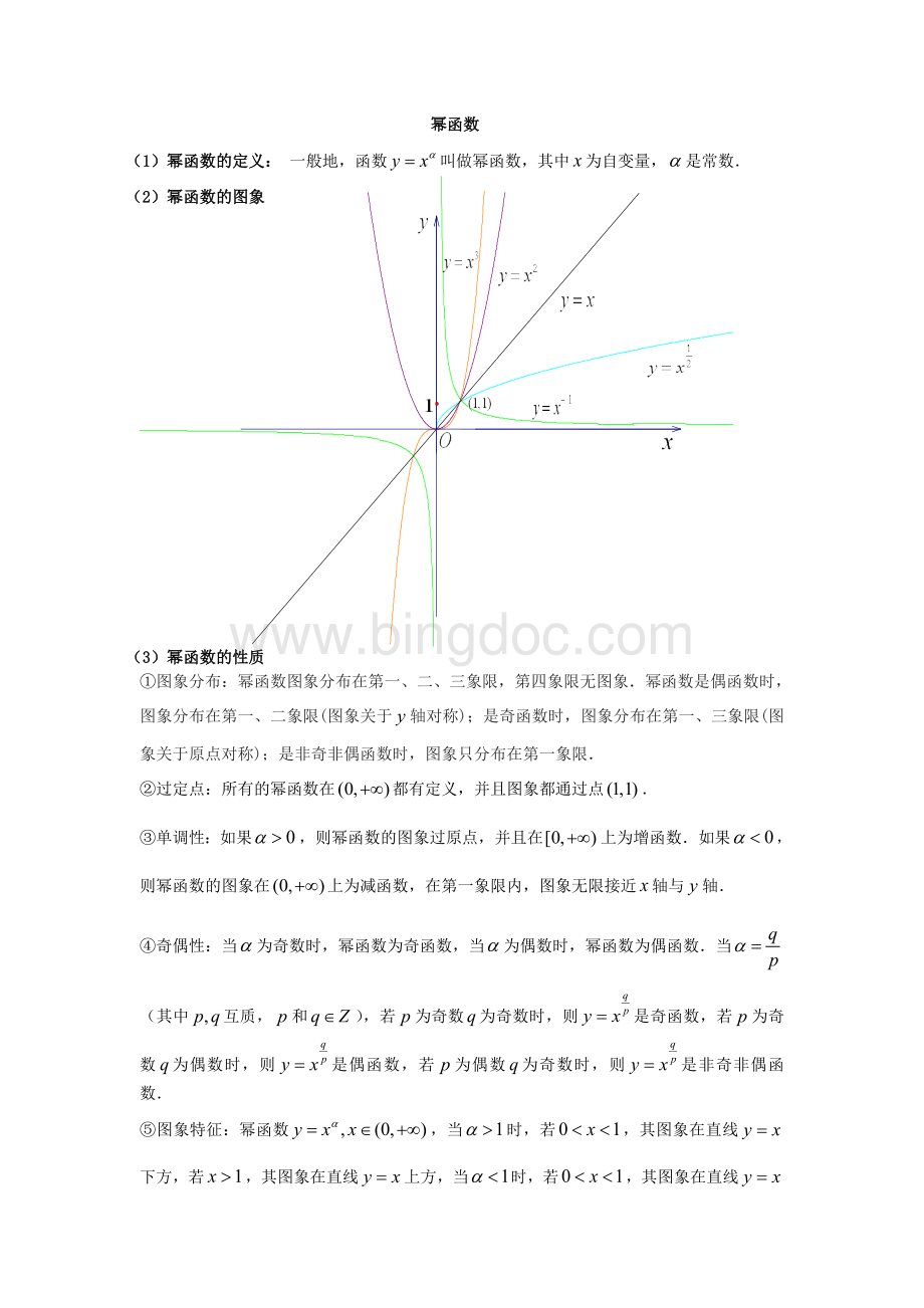 幂函数知识点总结及练习题Word文档下载推荐.doc_第1页