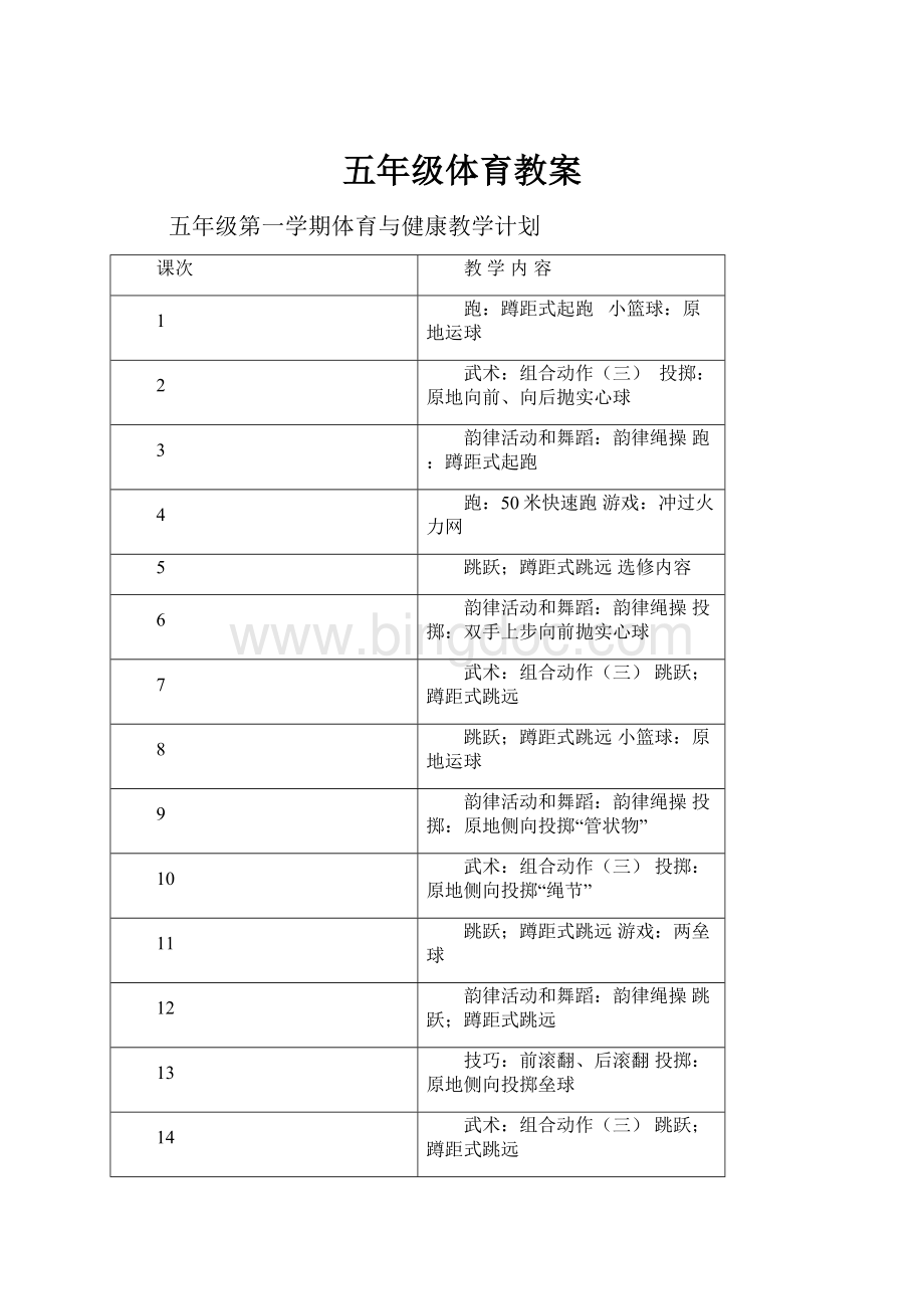 五年级体育教案Word文档格式.docx_第1页