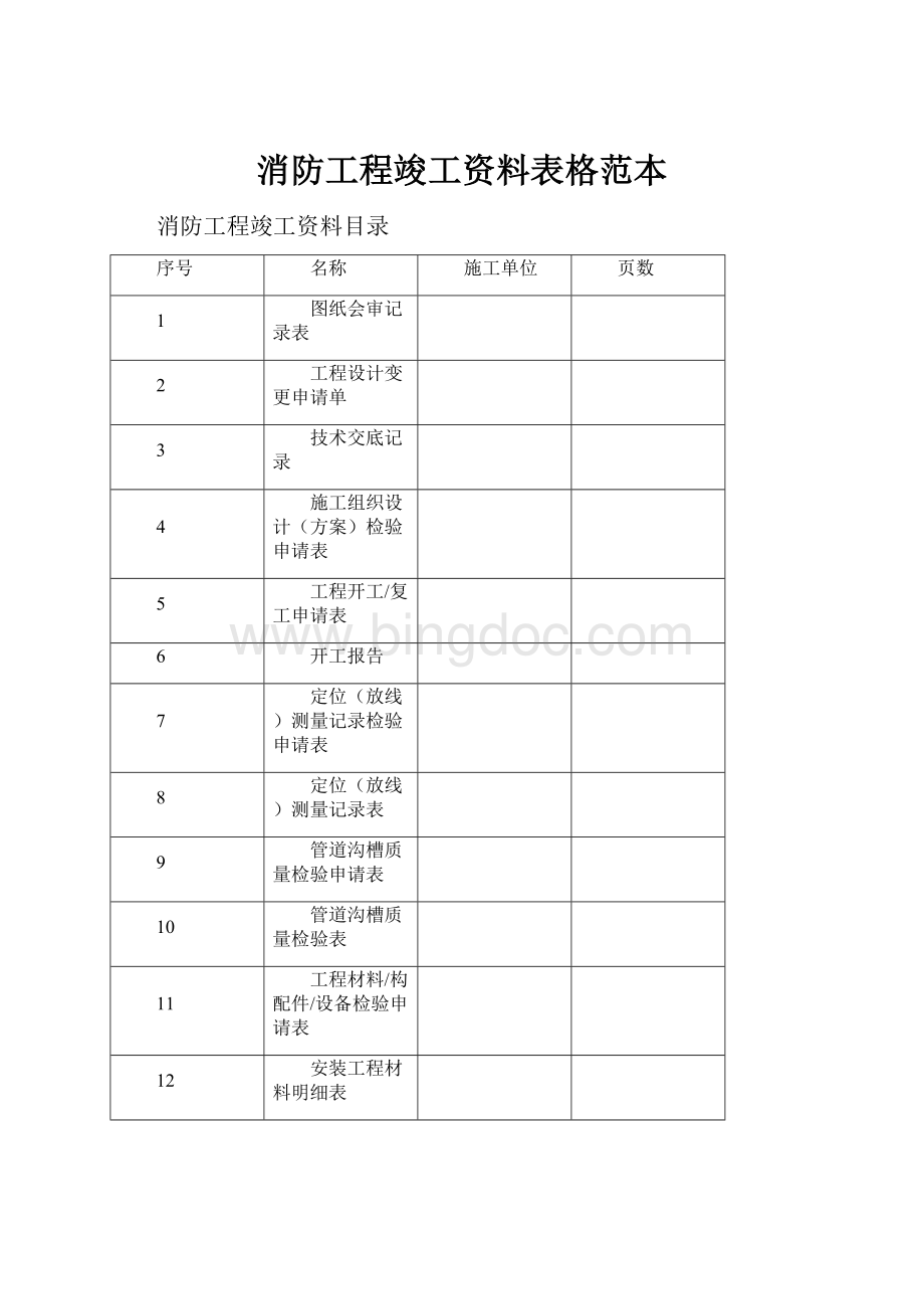 消防工程竣工资料表格范本Word下载.docx