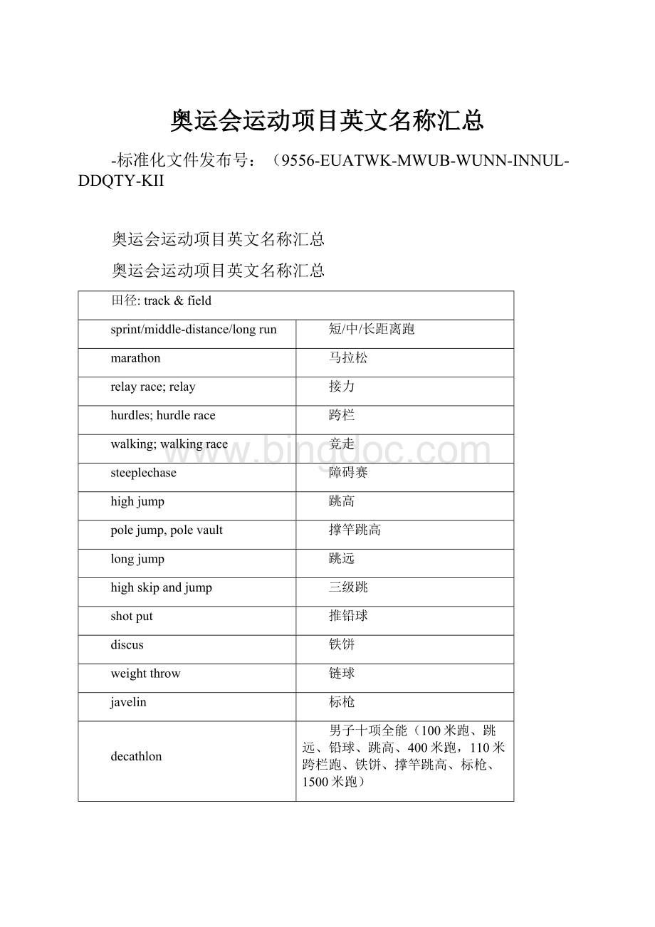 奥运会运动项目英文名称汇总Word格式.docx_第1页