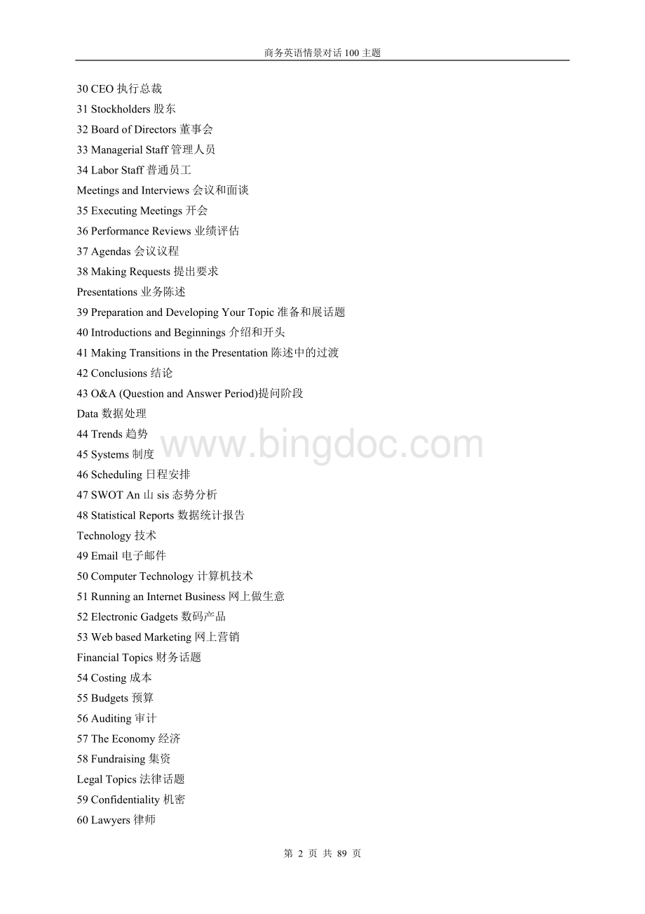 商务英语情景对话100主题-真正完整版Word格式文档下载.doc_第2页