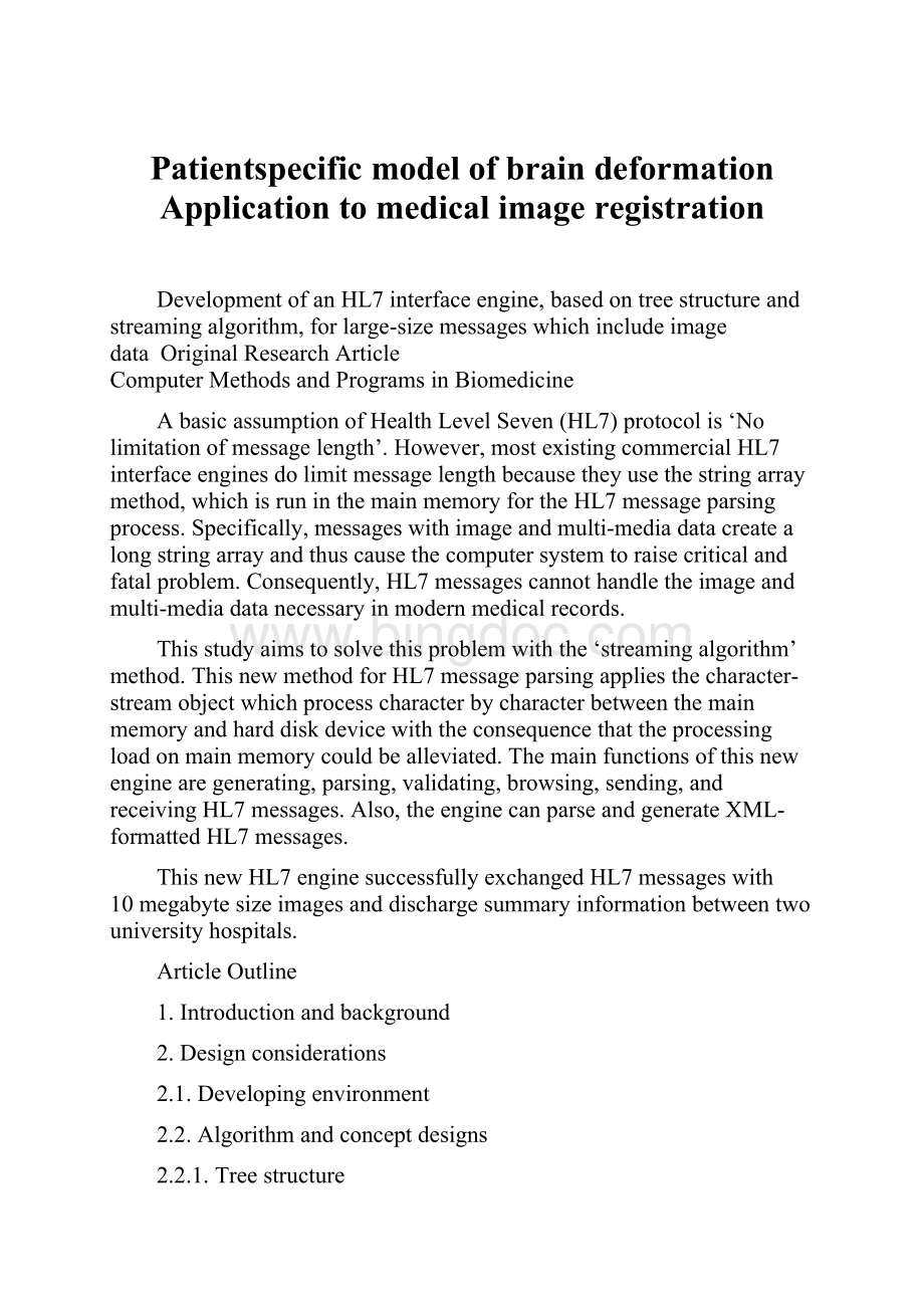 Patientspecific model of brain deformation Application to medical image registration.docx