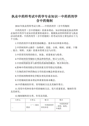 执业中药师考试中药学专业知识一中药药剂学含中药炮制Word文件下载.docx