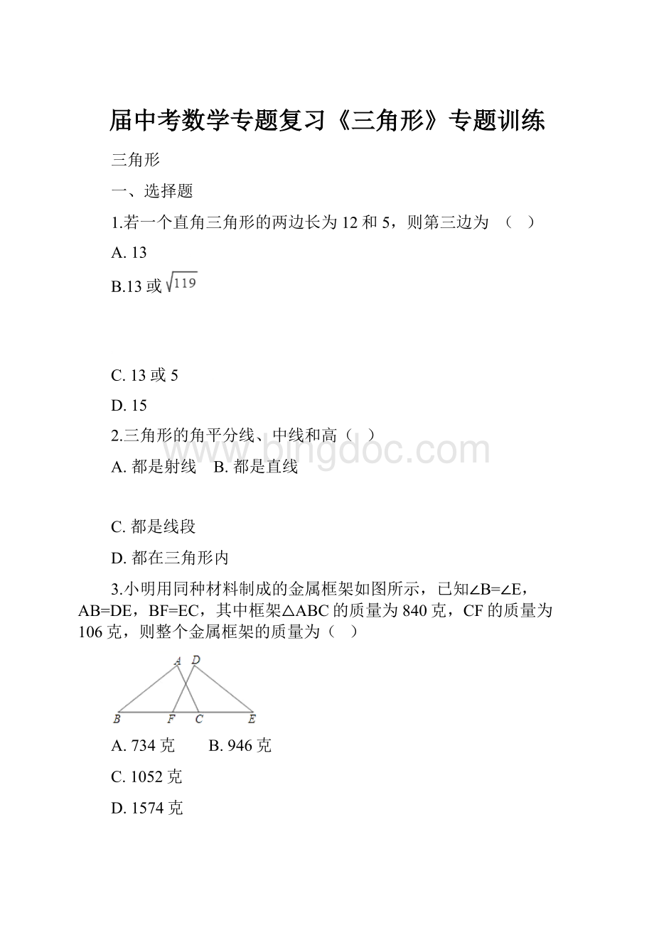 届中考数学专题复习《三角形》专题训练Word文档格式.docx_第1页