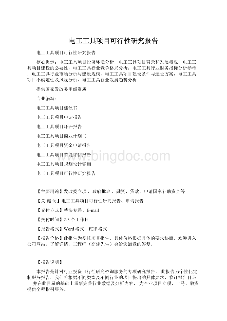 电工工具项目可行性研究报告.docx_第1页