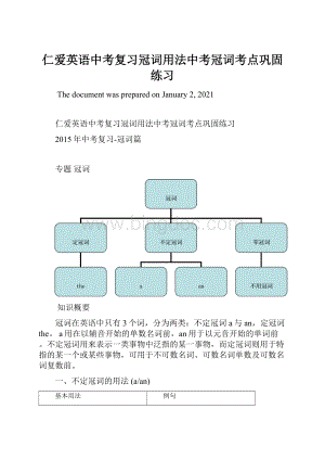 仁爱英语中考复习冠词用法中考冠词考点巩固练习文档格式.docx