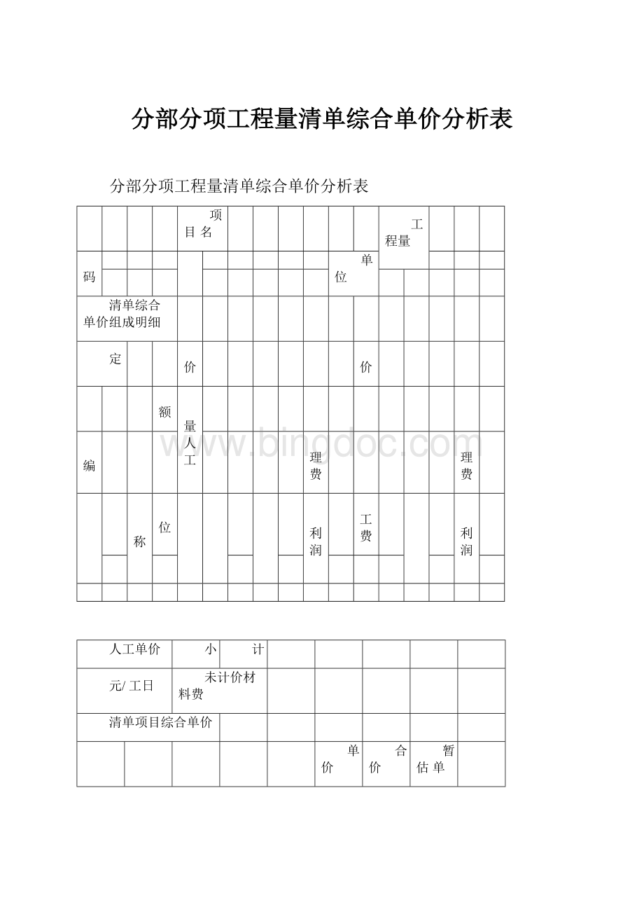 分部分项工程量清单综合单价分析表Word格式文档下载.docx