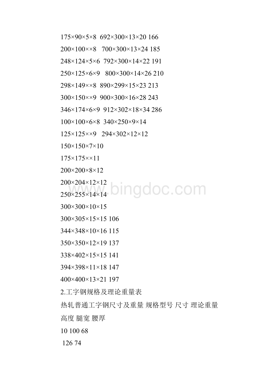 H钢规格型工字钢规格Word文件下载.docx_第2页