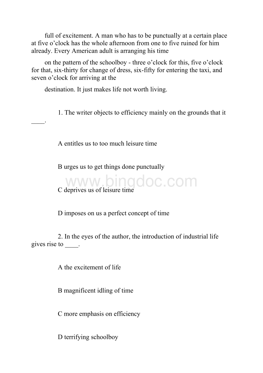 四级考试阅读理解练习题及答案.docx_第2页