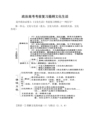 政治高考考前复习提纲文化生活.docx