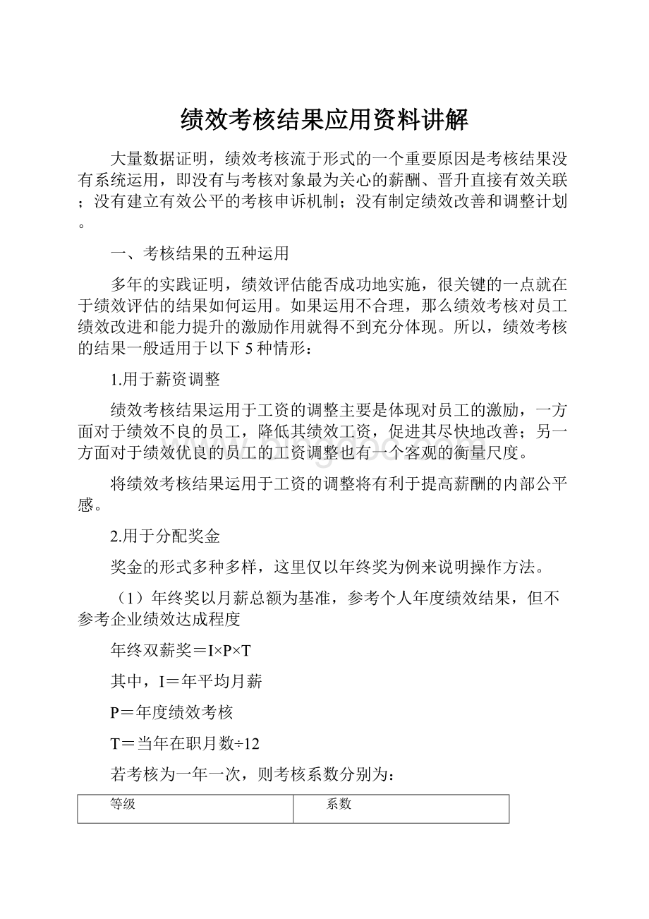 绩效考核结果应用资料讲解Word文档格式.docx_第1页