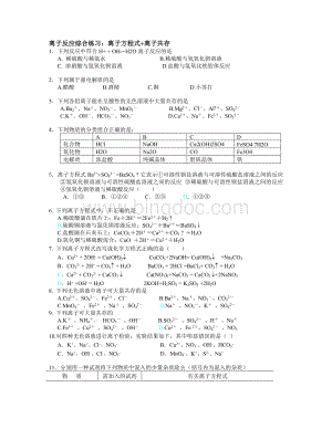 离子反应和离子共存练习题.doc