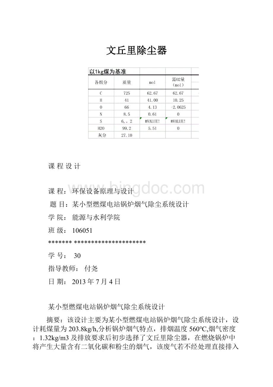 文丘里除尘器Word文档下载推荐.docx_第1页