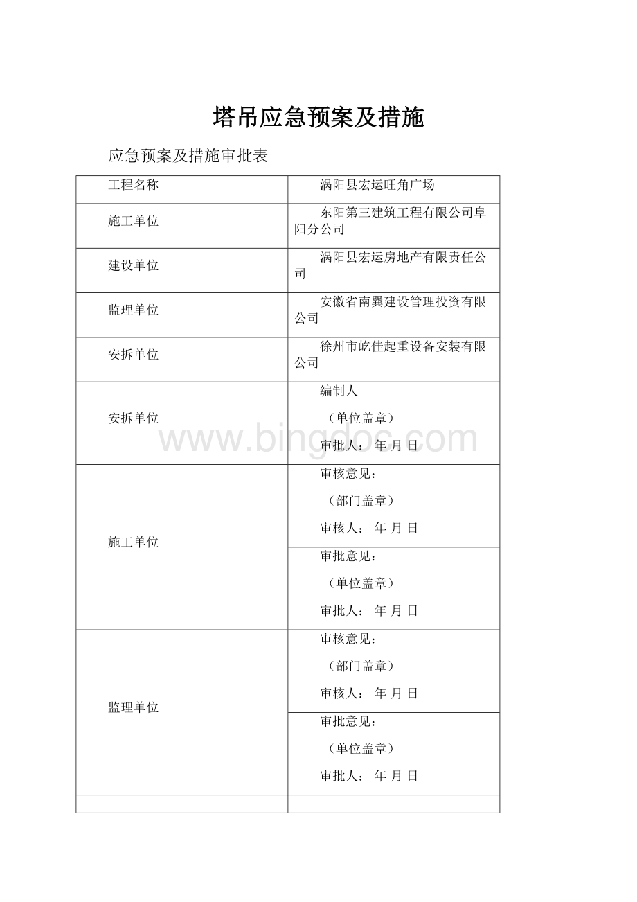 塔吊应急预案及措施Word格式文档下载.docx_第1页