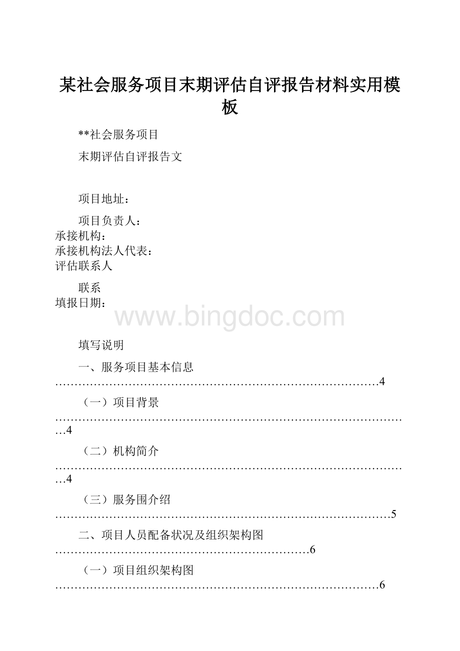 某社会服务项目末期评估自评报告材料实用模板Word格式.docx