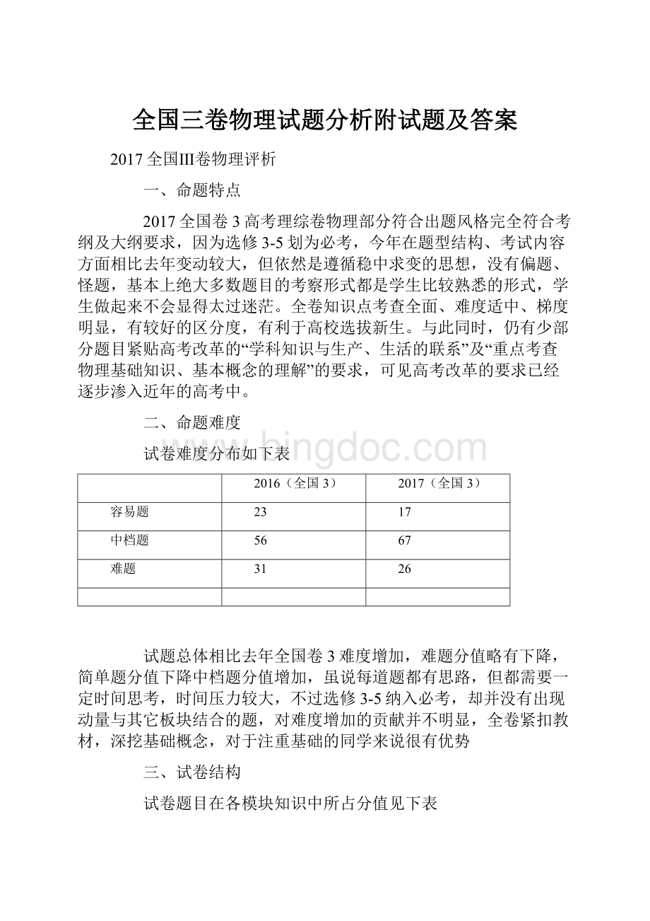 全国三卷物理试题分析附试题及答案.docx