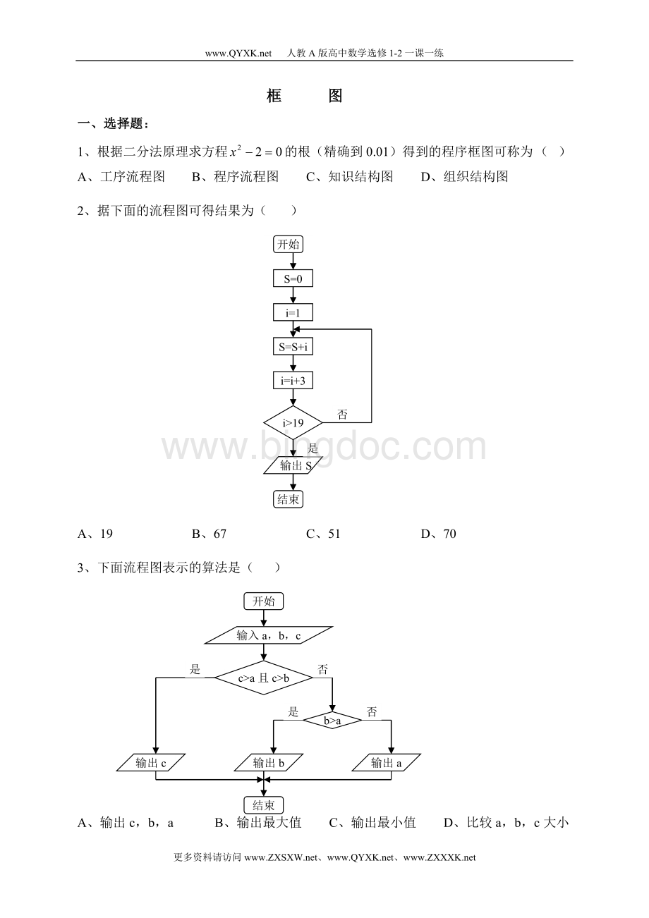 高中数学选修1-2框图练习.doc_第1页