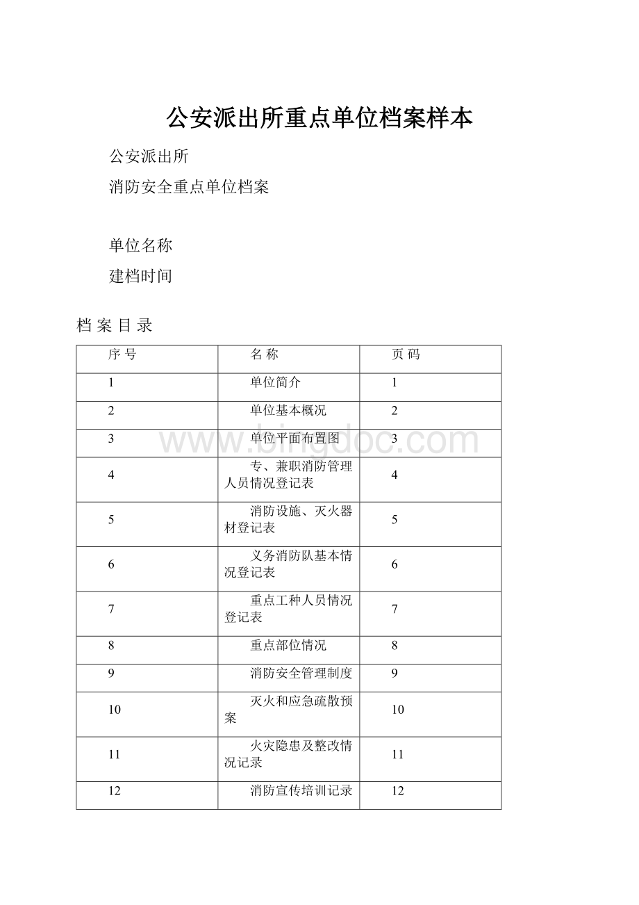 公安派出所重点单位档案样本.docx_第1页