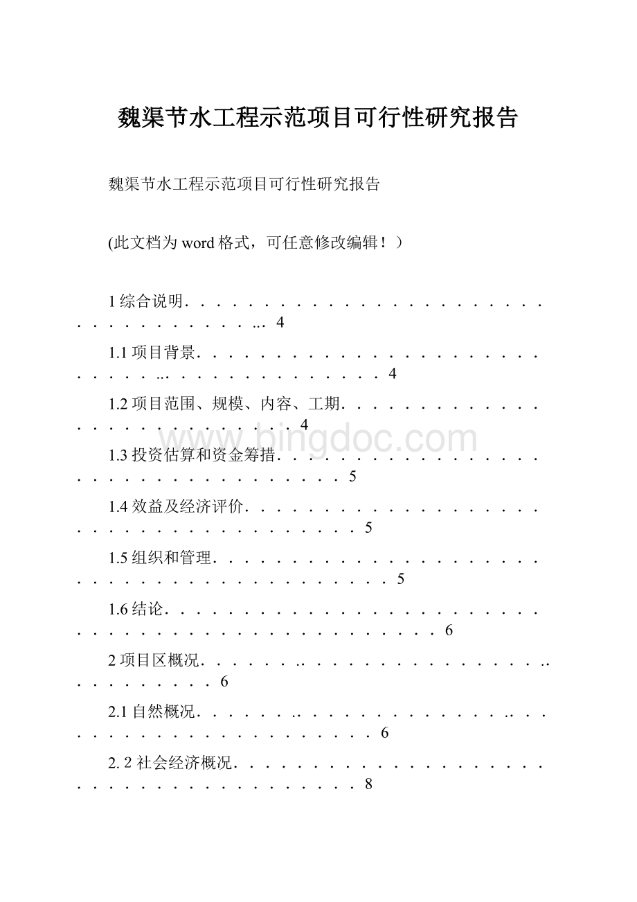 魏渠节水工程示范项目可行性研究报告文档格式.docx