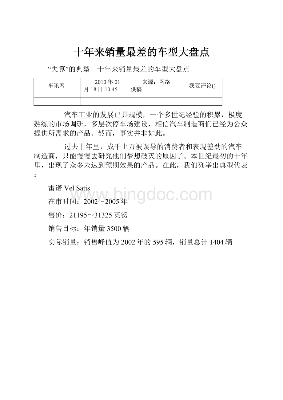 十年来销量最差的车型大盘点.docx_第1页