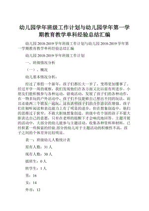 幼儿园学年班级工作计划与幼儿园学年第一学期教育教学单科经验总结汇编Word文件下载.docx