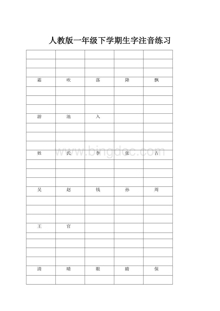 人教版一年级下学期生字注音练习.docx_第1页