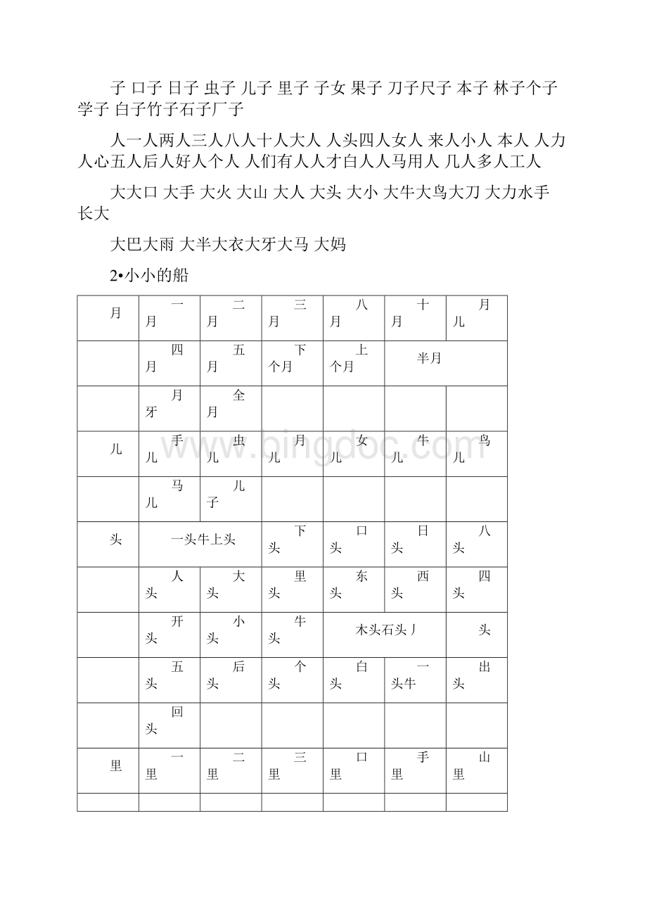 一年级上册一类字组词表.docx_第3页