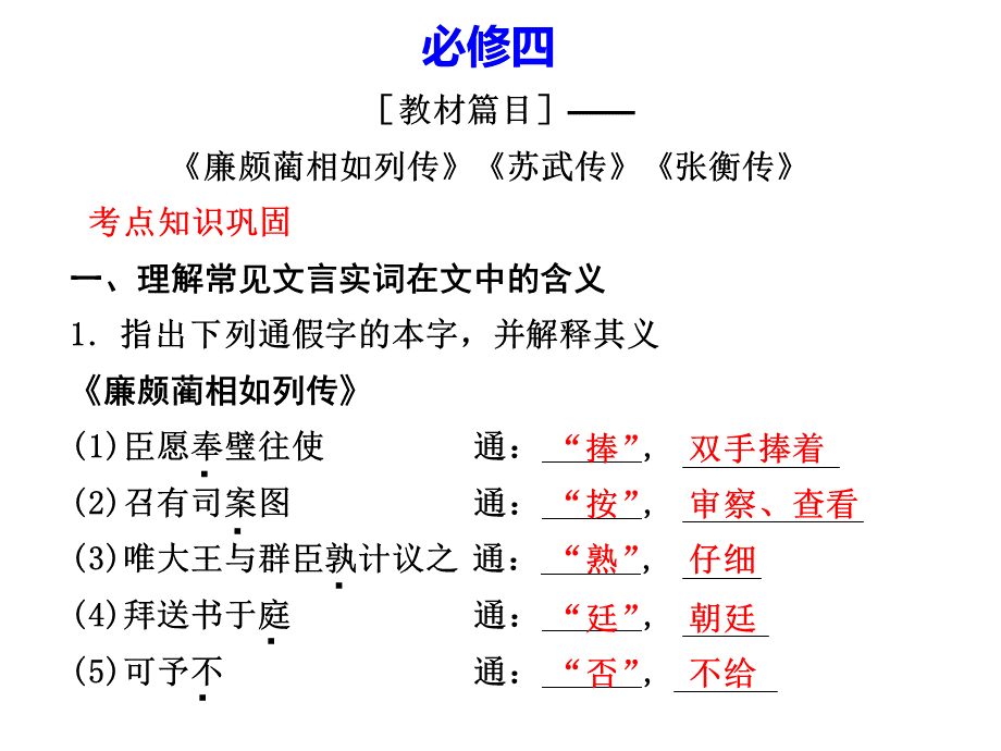 高中语文(人教新课标)必修四文言文复习(50张).ppt