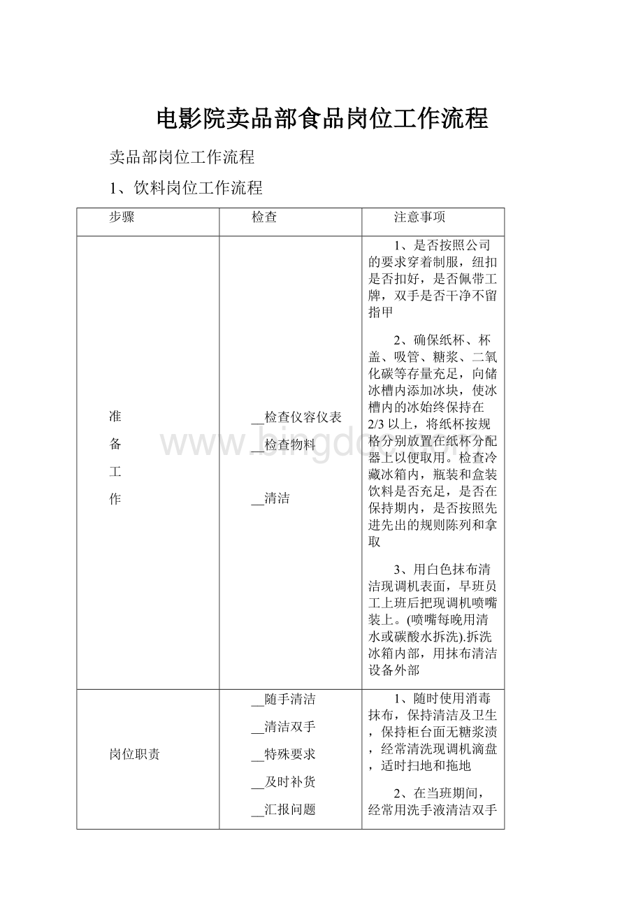 电影院卖品部食品岗位工作流程.docx