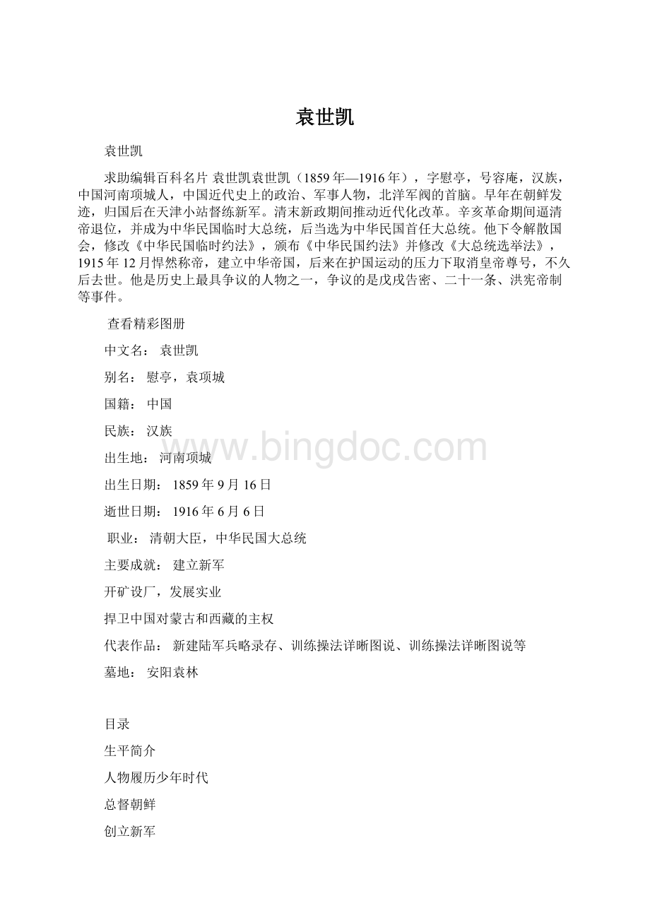 袁世凯Word格式文档下载.docx