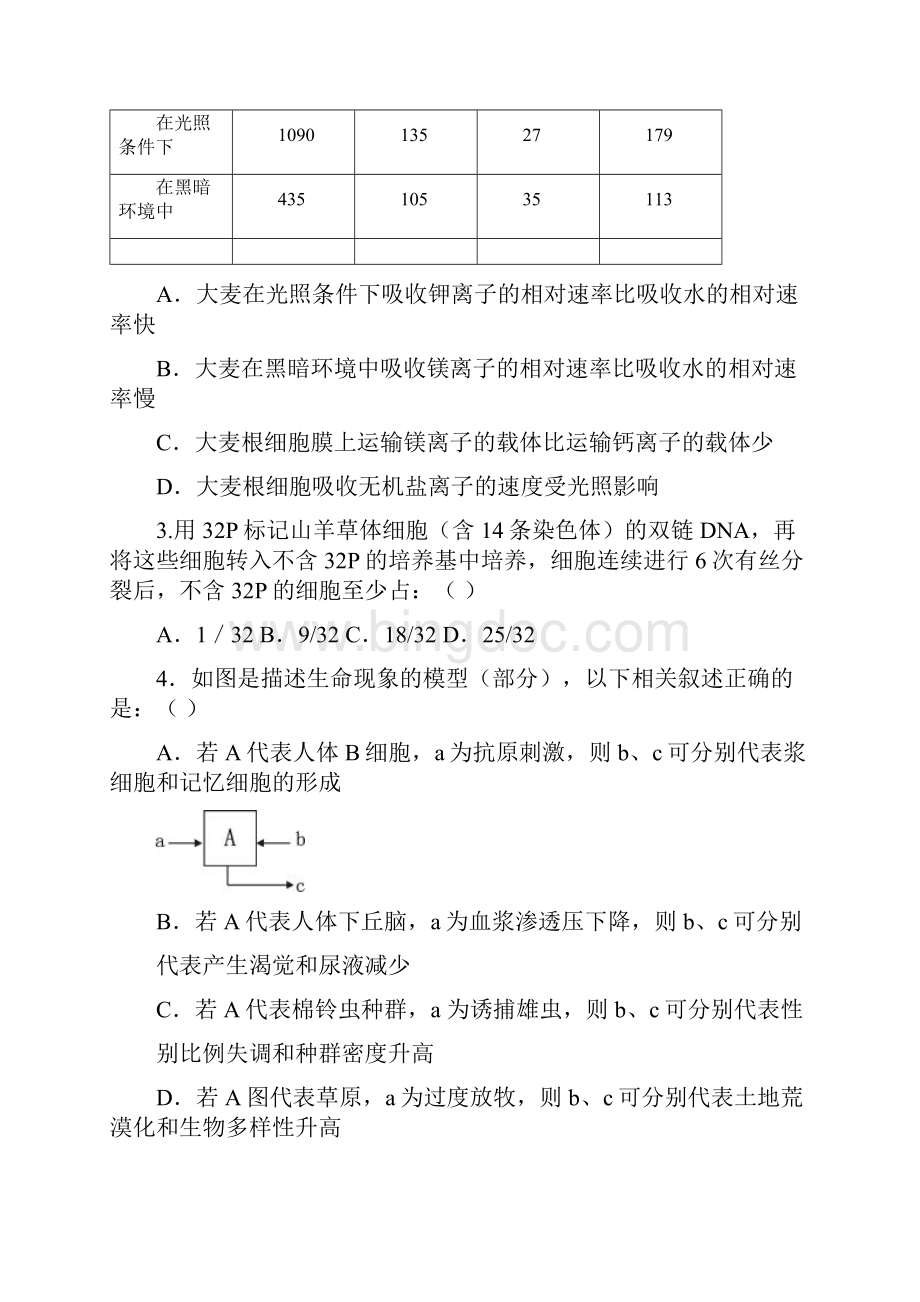 江西省宜春市届高三模拟考试理科综合试题 word版含答案Word文档格式.docx_第2页