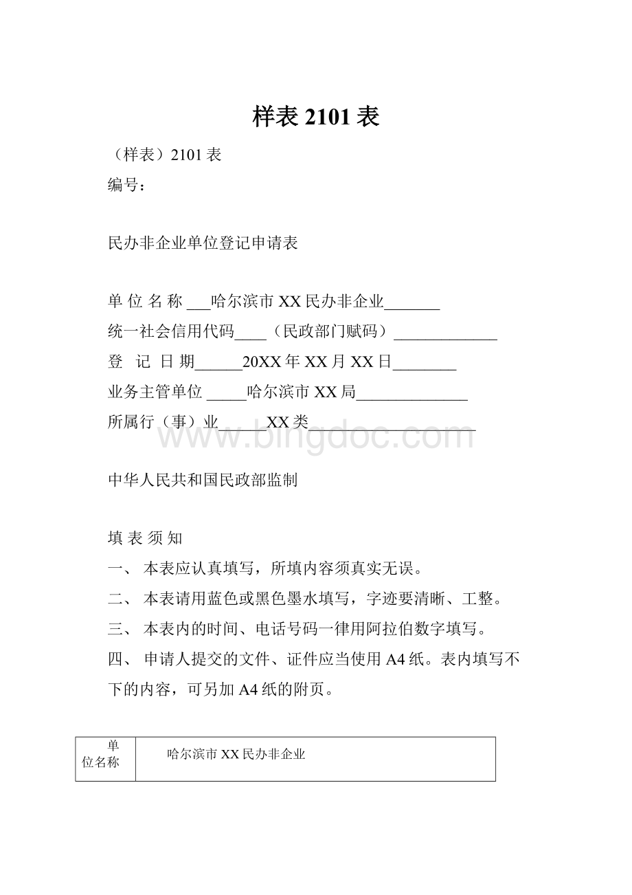 样表2101表Word文档格式.docx