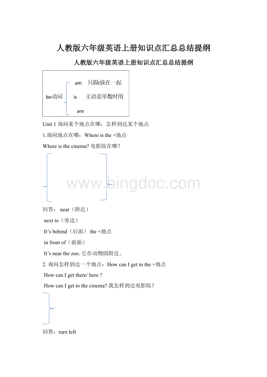 人教版六年级英语上册知识点汇总总结提纲Word格式.docx