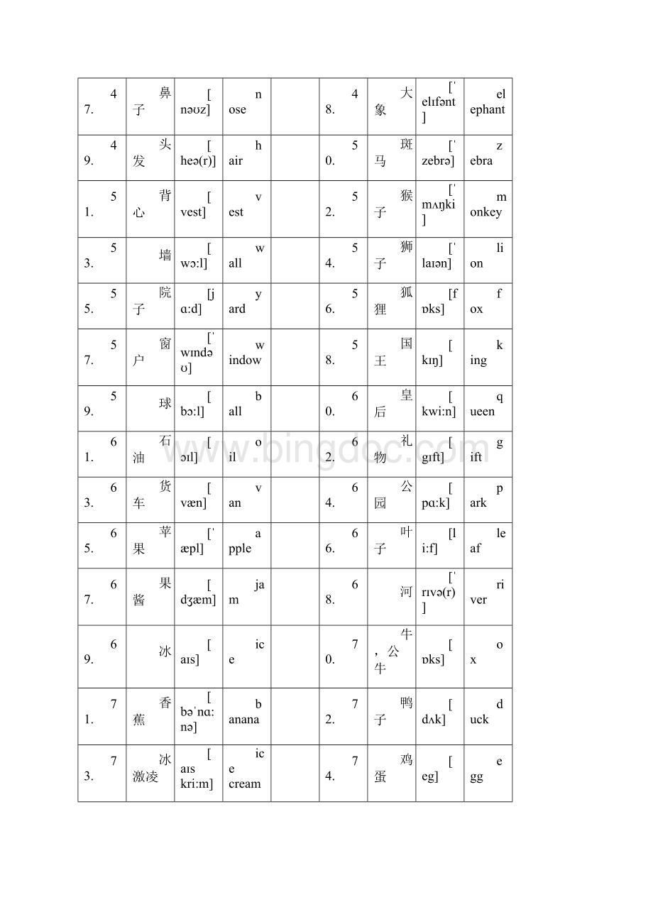 北京版小学英语1至6年级词汇汉英.docx_第3页